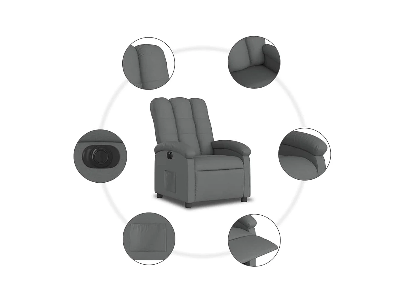 Sillón de relax | Silla | Sillón reclinable eléctrico de tela gris oscuro SHL4043