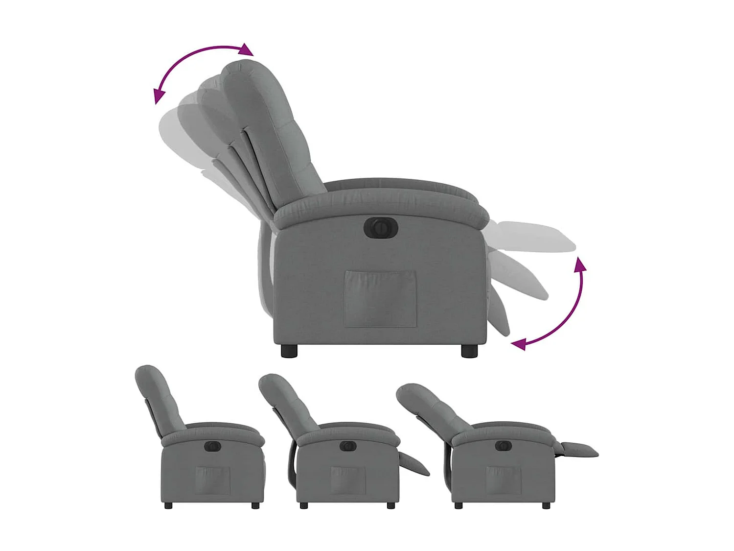 Fauteuil inclinable électrique-Chaise de relax-Fauteuil salon Gris foncé Tissu SHL3541