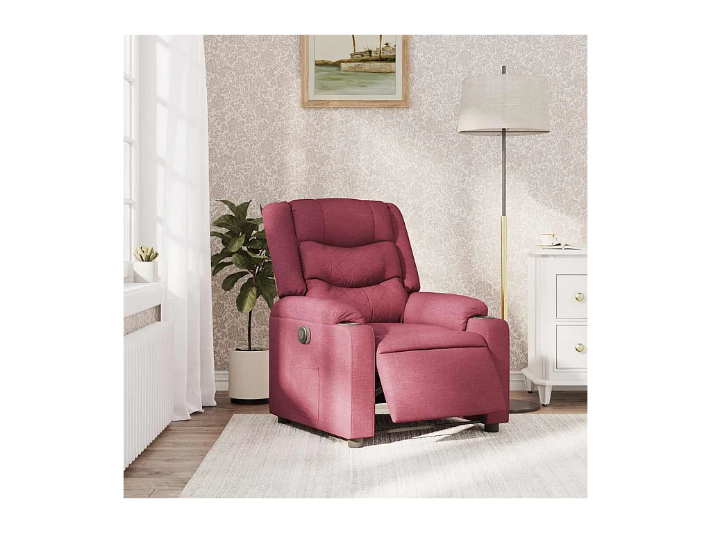 Fauteuil inclinable électrique-Chaise de relax-Fauteuil TV Rouge bordeaux Tissu SHL4825
