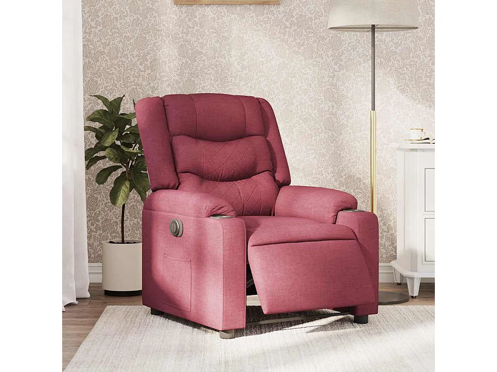 Fauteuil inclinable électrique-Chaise de relax-Fauteuil TV Rouge bordeaux Tissu SHL4825