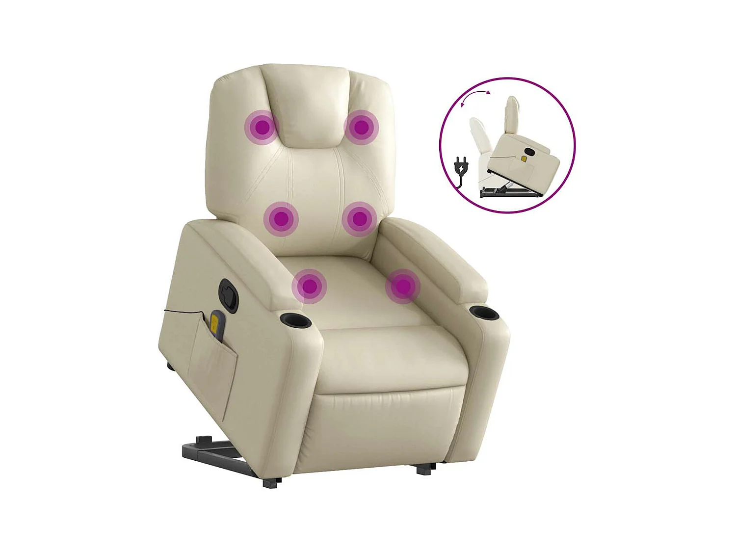 Sillón de relax | Sillón reclinable de masaje de pie cuero artificial color crema SHL8008