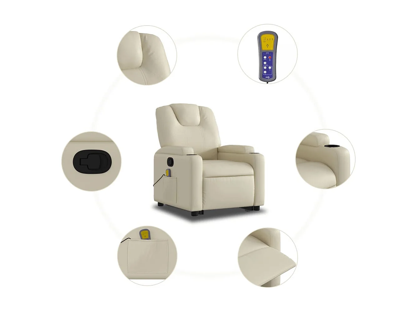 Sillón de relax | Sillón reclinable de masaje de pie cuero artificial color crema SHL8008