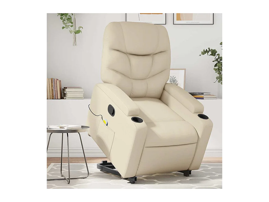 Sillón de relax | Sillón reclinable de masaje de pie cuero artificial color crema SHL6693