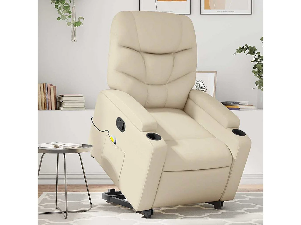 Massagesessel mit Aufstehhilfe Creme Kunstleder SHL9199