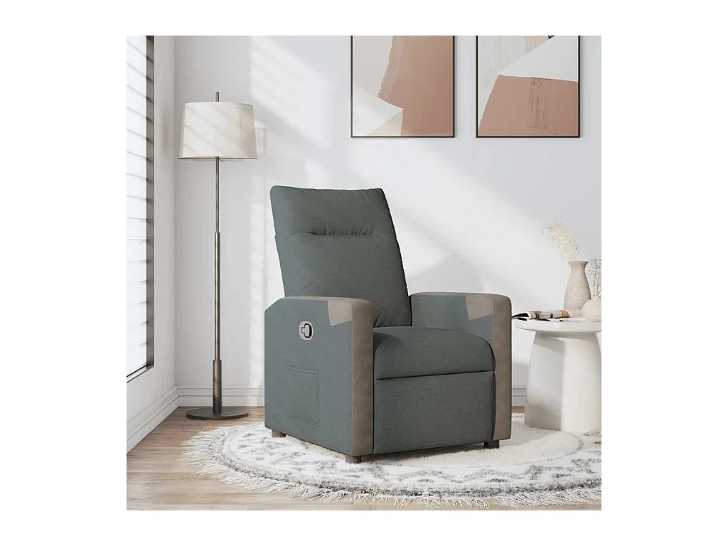 Fauteuil inclinable-Chaise de relax-Fauteuil TV Gris foncé Tissu SHL5442
