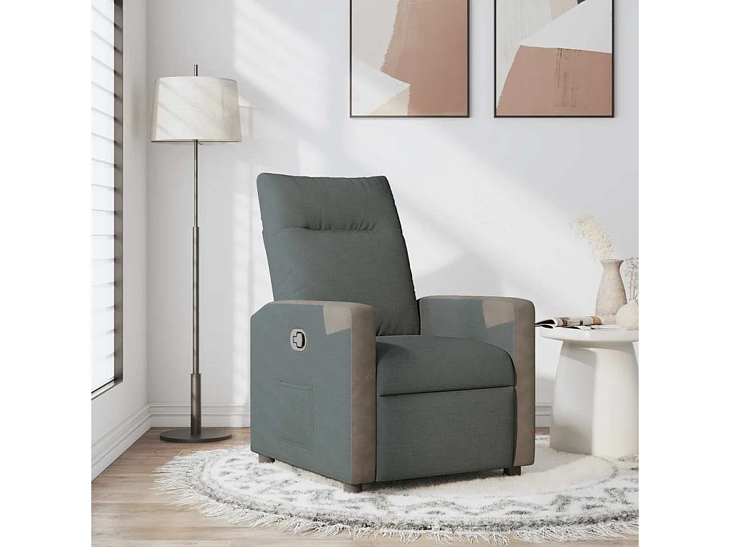 Fauteuil inclinable-Chaise de relax-Fauteuil TV Gris foncé Tissu SHL5442