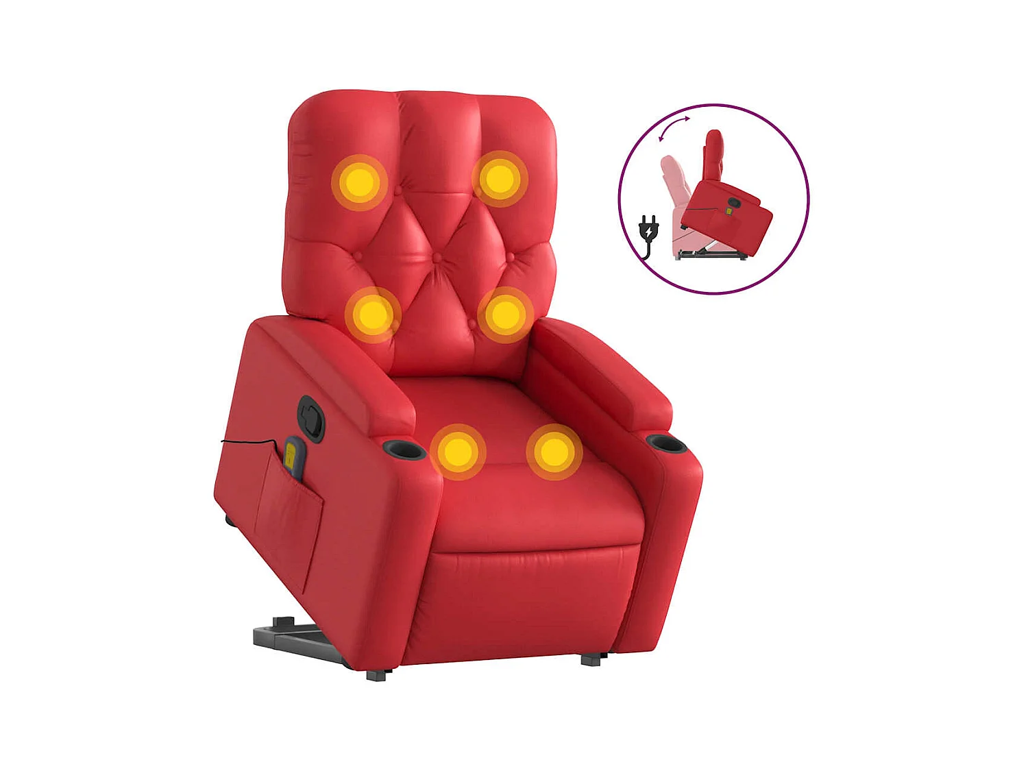 Fauteuil inclinable-Chaise de relax-Fauteuil de Massage Rouge Similicuir SHL3730