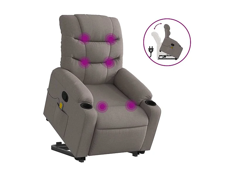 Sillón de relax | Sillón reclinable de masaje elevable tela gris taupé SHL3023