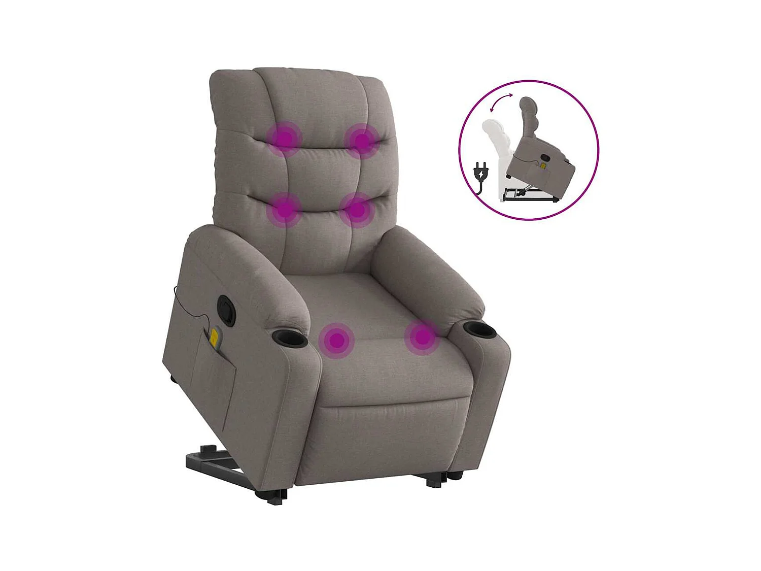 Sillón de relax | Sillón reclinable de masaje elevable tela gris taupé SHL3023