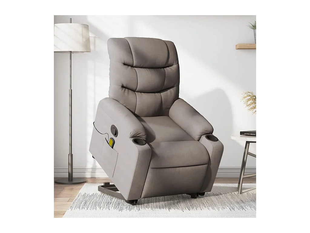 Sillón de relax | Sillón reclinable de masaje elevable tela gris taupé SHL3023