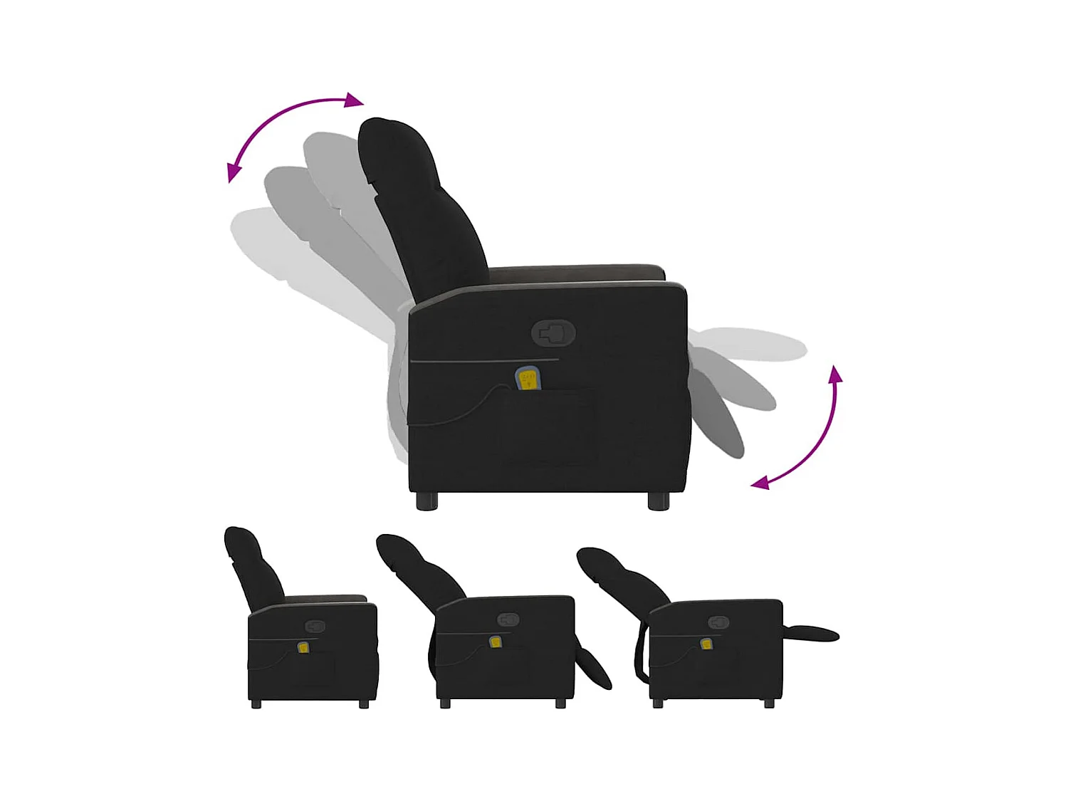 Sillón de relax | Sillón reclinable de masaje de tela negro SHL2569