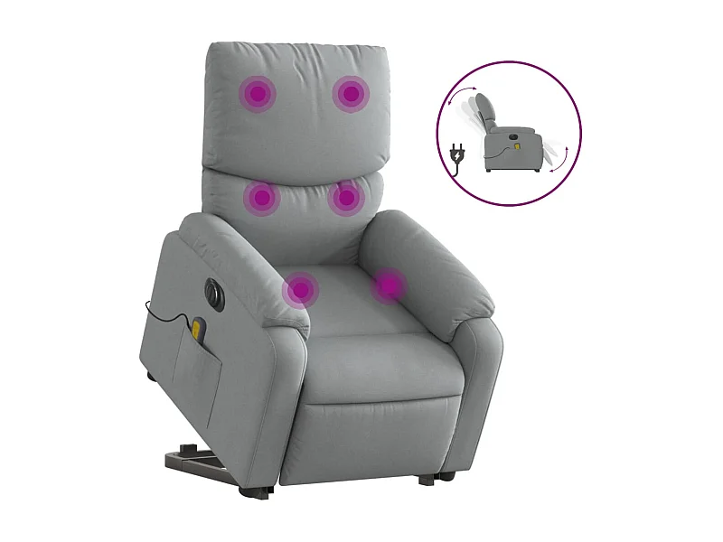 Fauteuil inclinable électrique-Chaise-Fauteuil de Massage Gris clair Tissu SHL904
