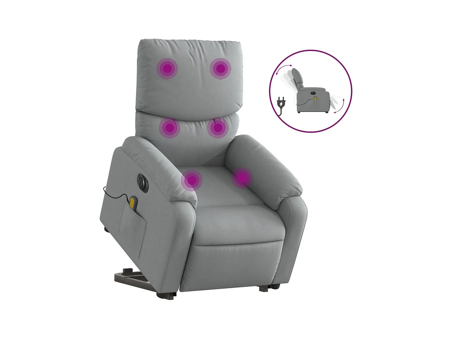 Poltrona elétrica reclinável massagens tecido cinzento-claro SHL1283