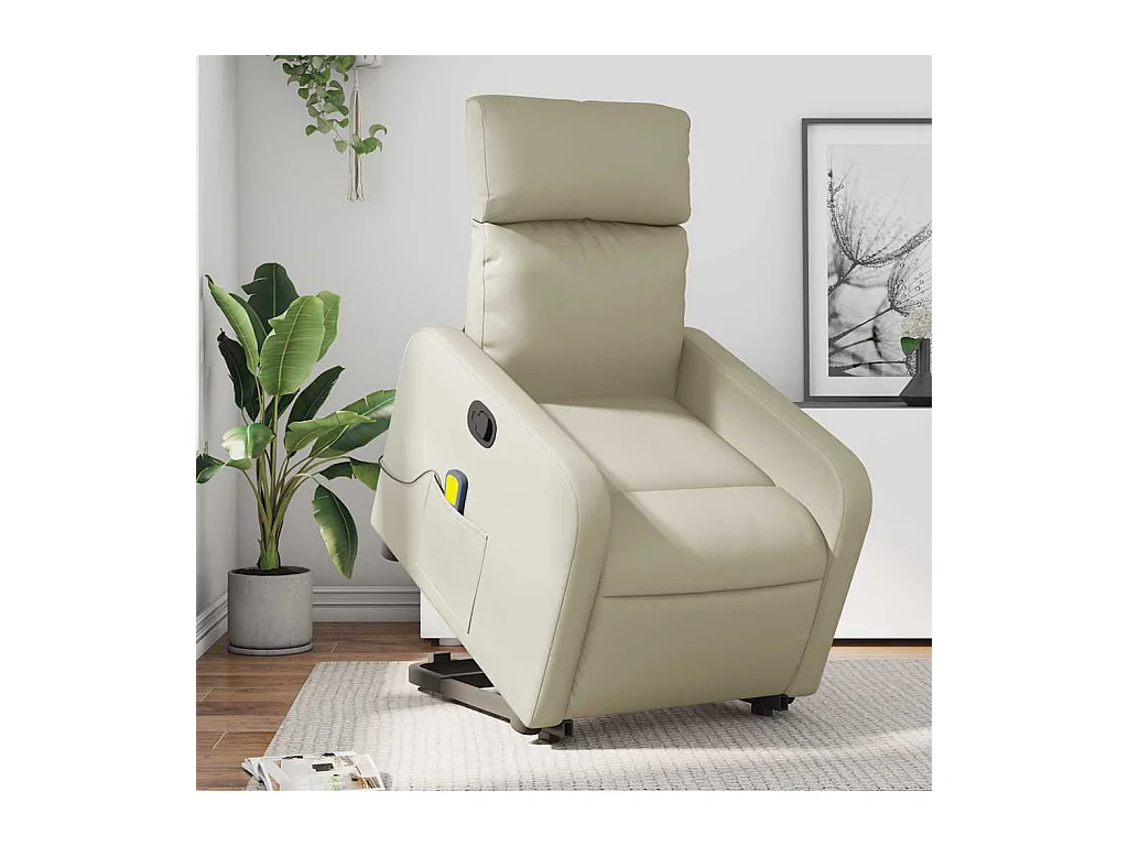 Sillón de relax | Sillón reclinable de masaje de pie cuero artificial color crema SHL8709