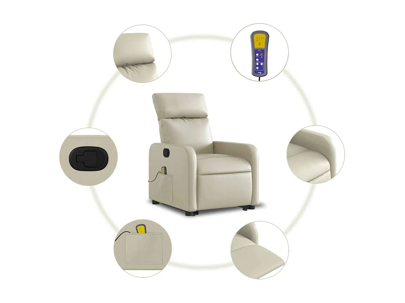 Sillón de relax | Sillón reclinable de masaje de pie cuero artificial color crema SHL8709