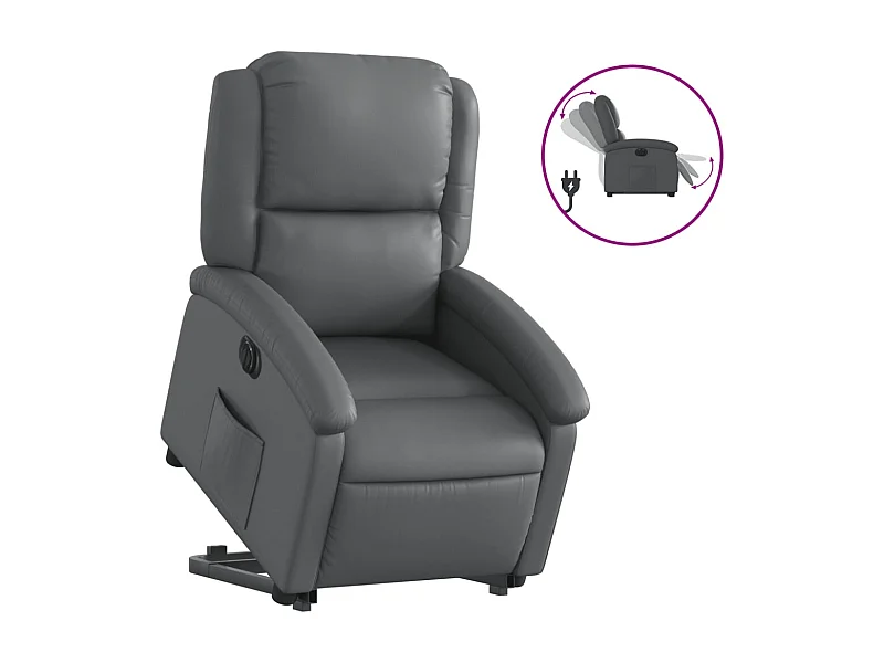 Relaxsessel mit Aufstehhilfe Elektrisch | Lounge Sessel indoor Grau Kunstleder SHL99493