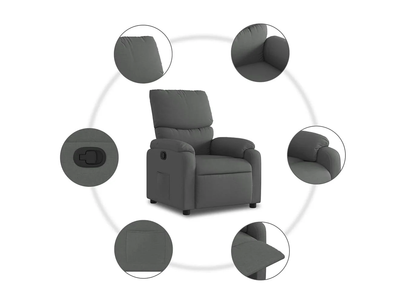 Relaxsessel | Lounge Sessel für Wohnzimmer Dunkelgrau Stoff SHL93658