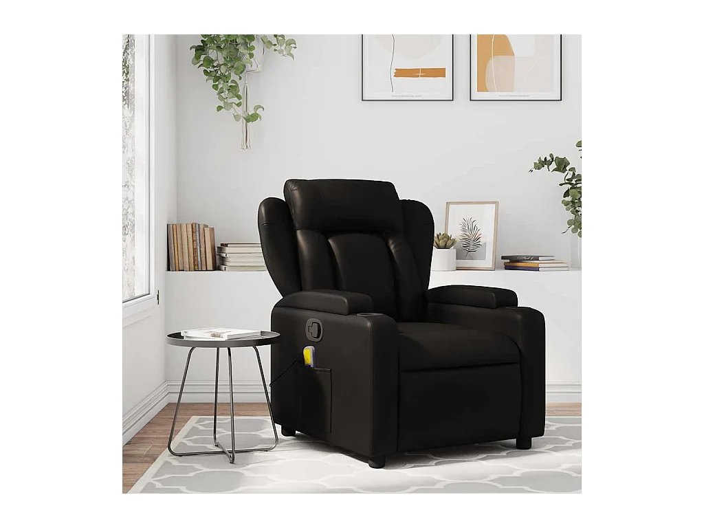 Fauteuil inclinable-Chaise de relax-Fauteuil de Massage noir similicuir SHL2691