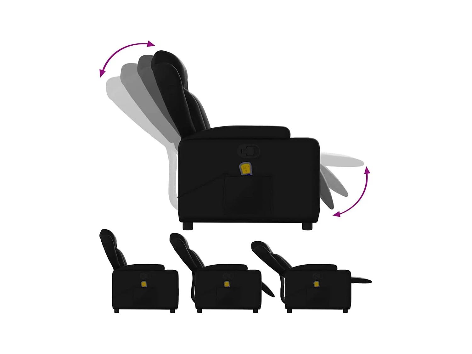 Fauteuil inclinable-Chaise de relax-Fauteuil de Massage noir similicuir SHL2691