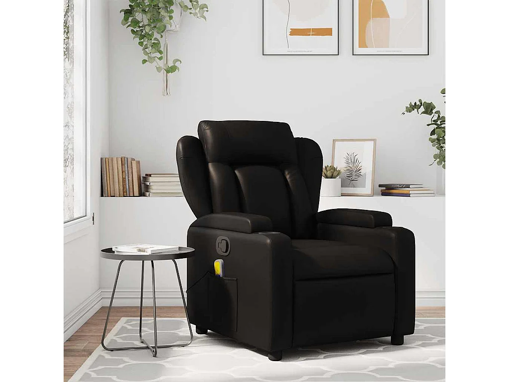 Fauteuil inclinable-Chaise de relax-Fauteuil de Massage noir similicuir SHL2691