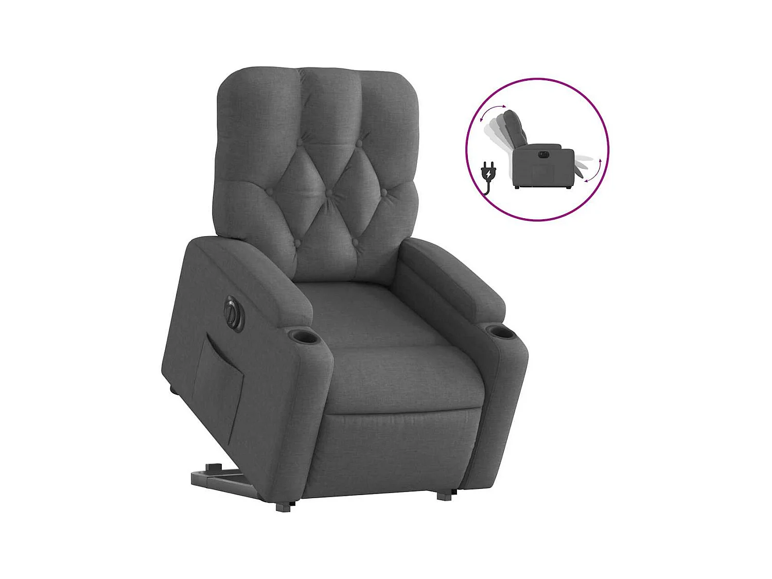 Fauteuil inclinable électrique-Chaise de relax-Fauteuil salon gris foncé tissu SHL1818
