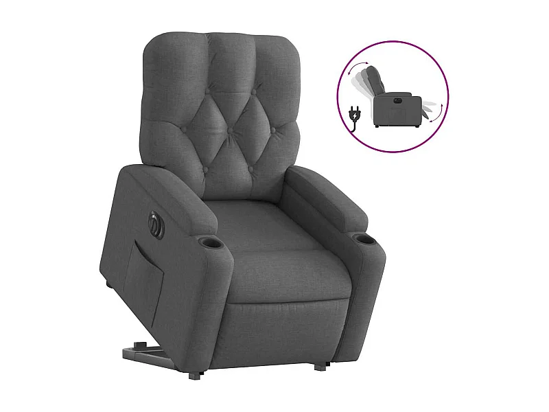 Fauteuil inclinable électrique-Chaise de relax-Fauteuil salon gris foncé tissu SHL1818