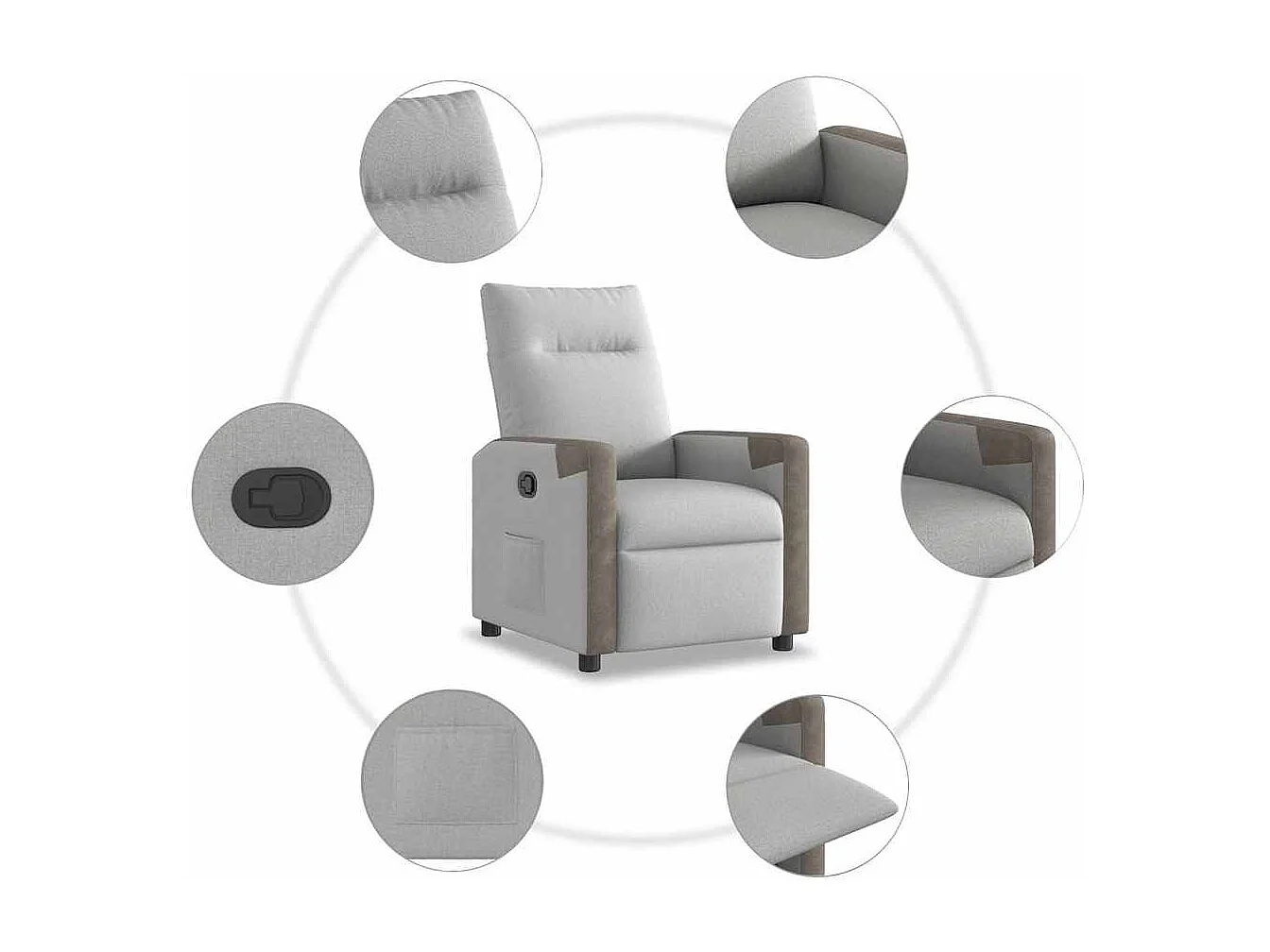 Poltrona | Cadeira Relax | Cadeira reclinável tecido cinzento nuvem SHL123740