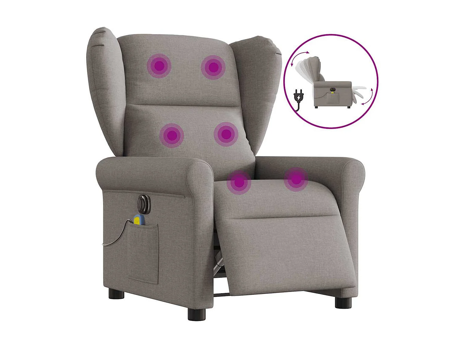 Fauteuil inclinable électrique-Fauteuil de massage de Salon Taupe Tissu SHL3669