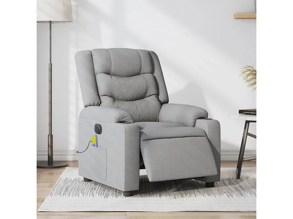 Sillón de relax | Sillón reclinable de masaje eléctrico tela gris claro SHL5783