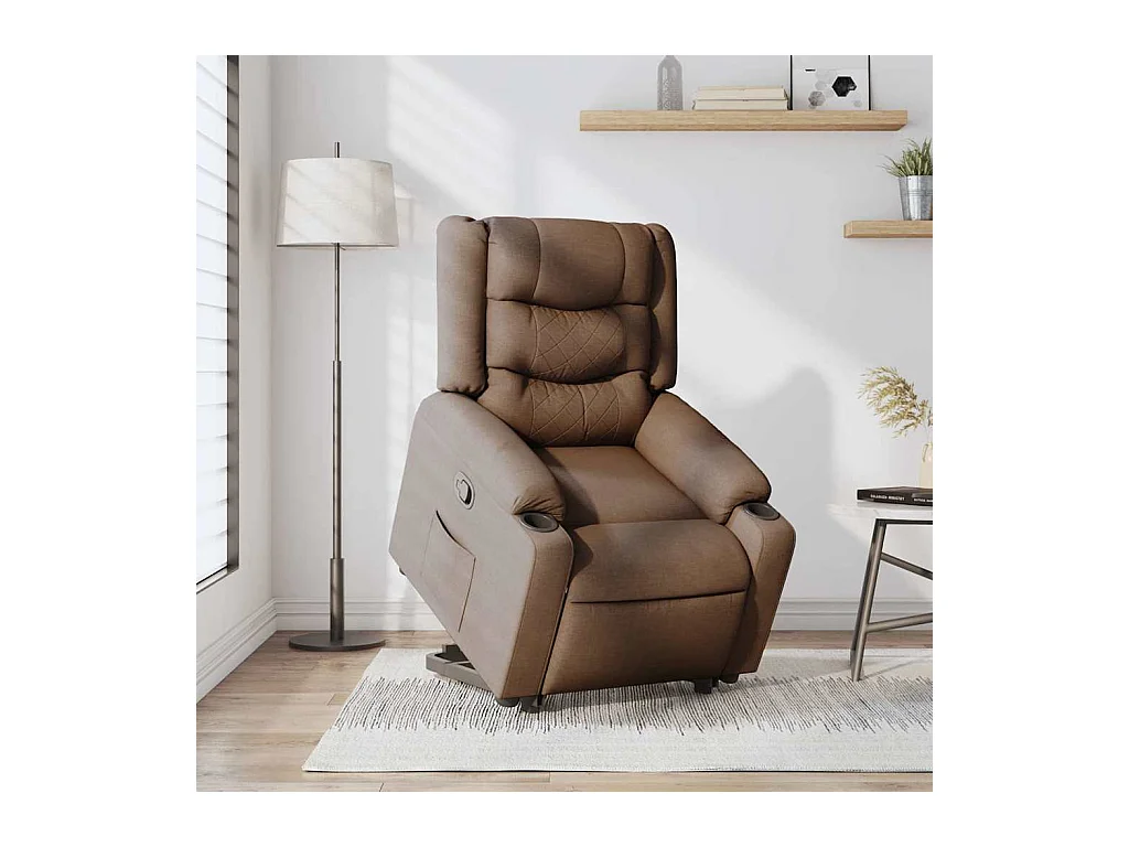Poltrona Confortável | Poltrona reclinável elevatória tecido castanho SHL513975