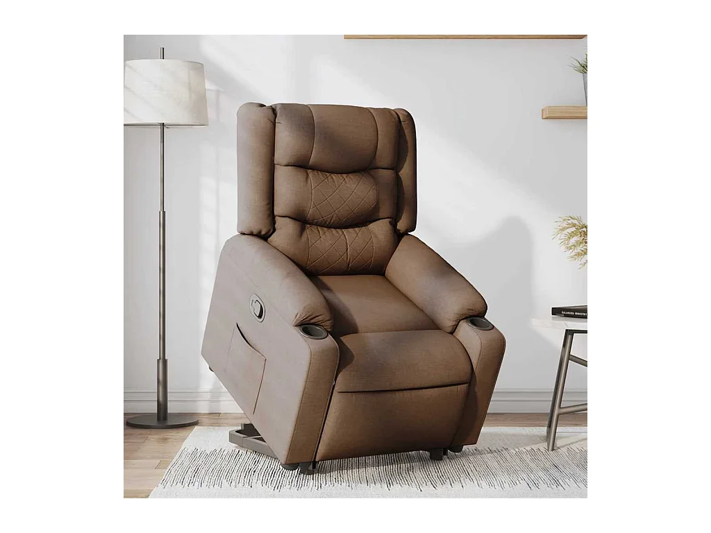 Poltrona Confortável | Poltrona reclinável elevatória tecido castanho SHL513975