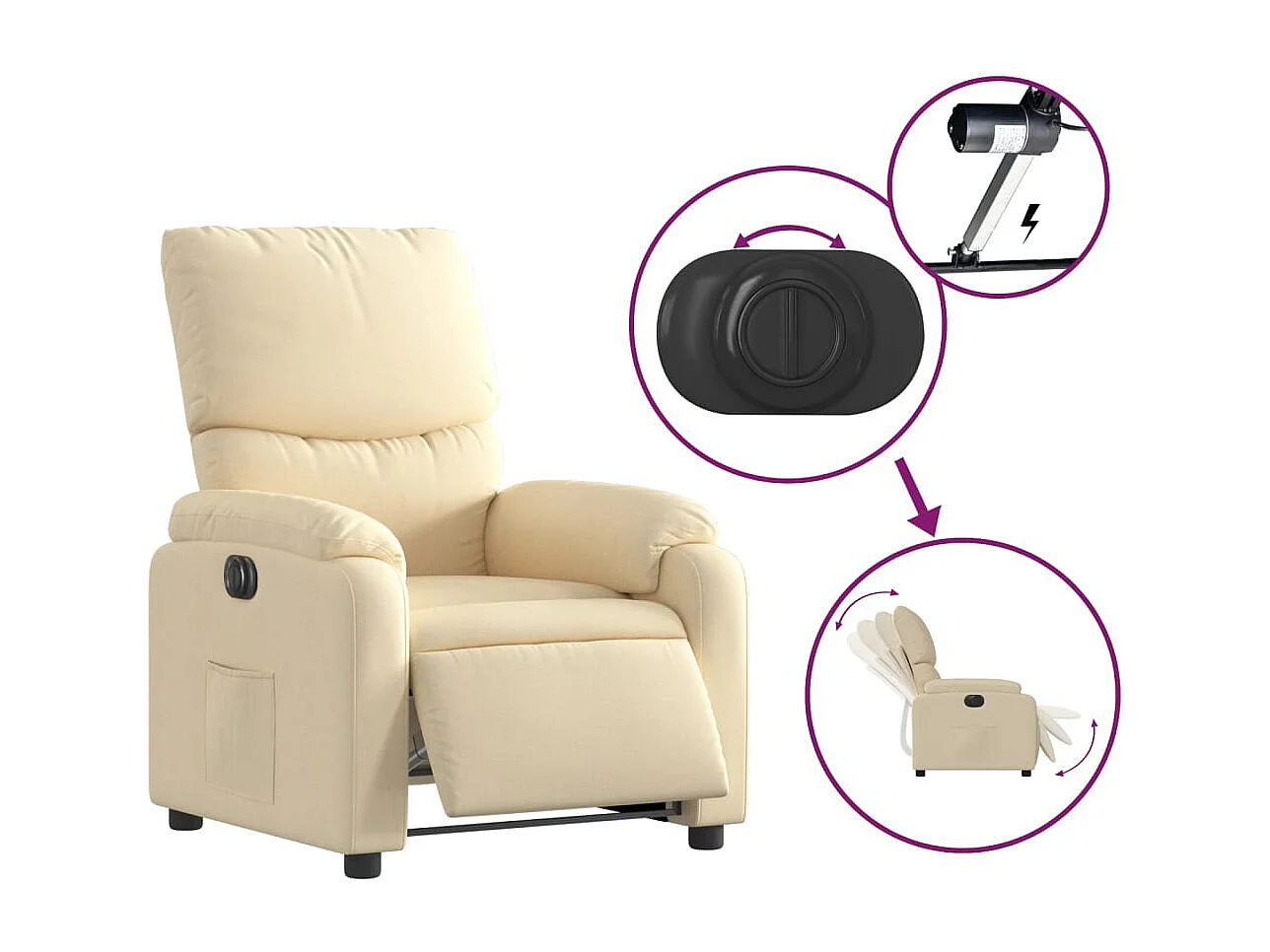 Sillón de relax | Silla | Sillón reclinable eléctrico de tela crema SHL2405