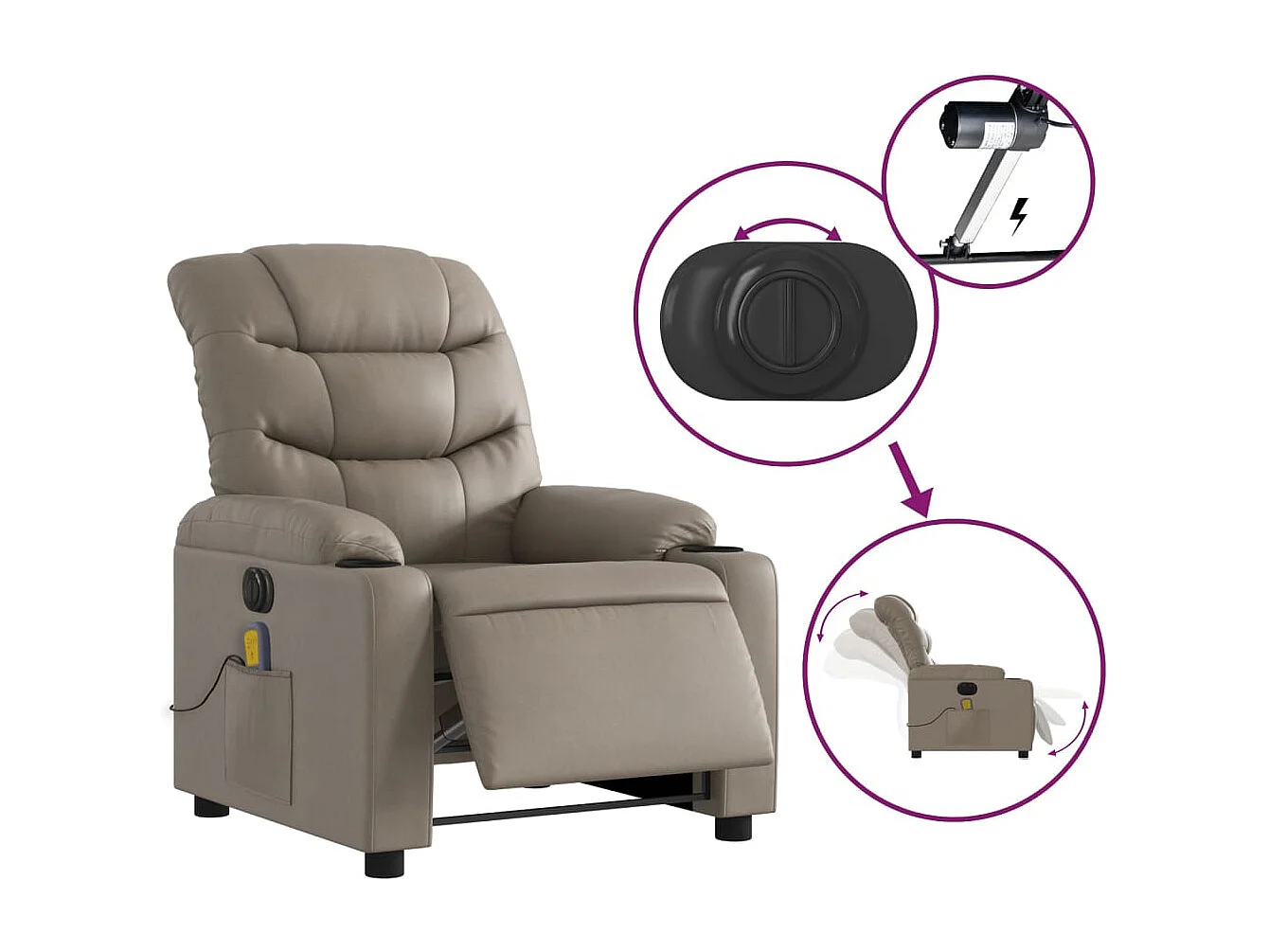 Massagesessel Elektrisch | Relaxsessel indoor Cappuccino-Braun Kunstleder SHL51618