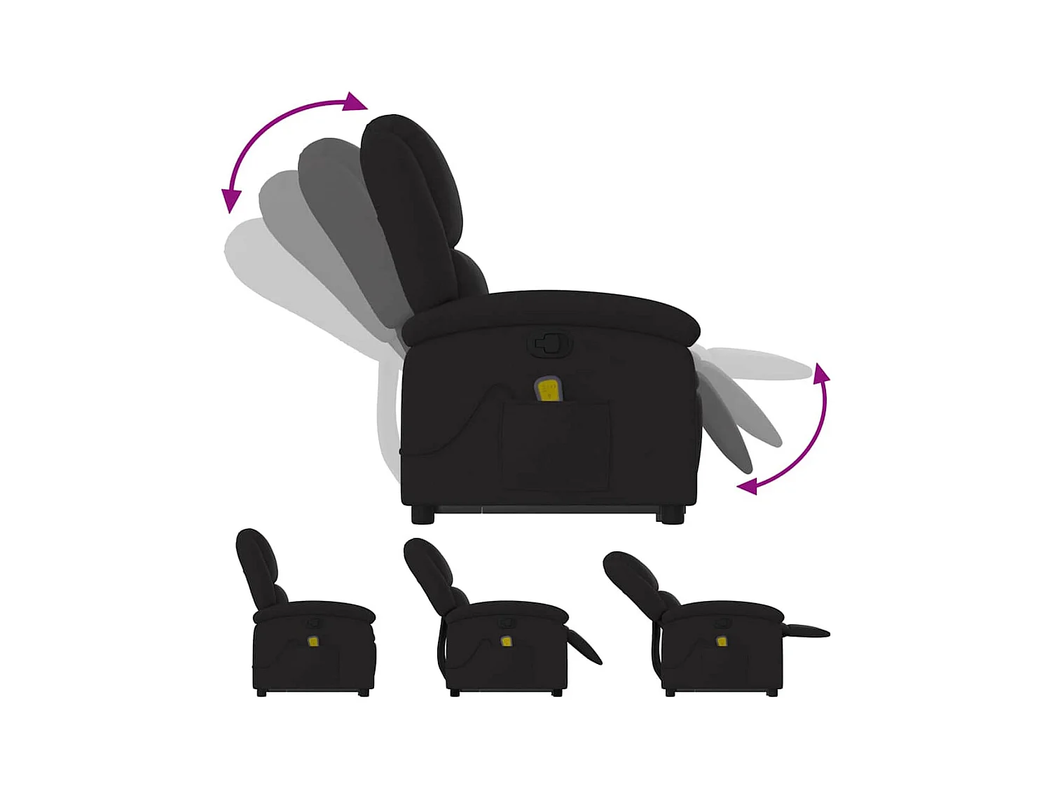 Sillón de relax | Sillón reclinable de masaje elevable tela negro SHL3276