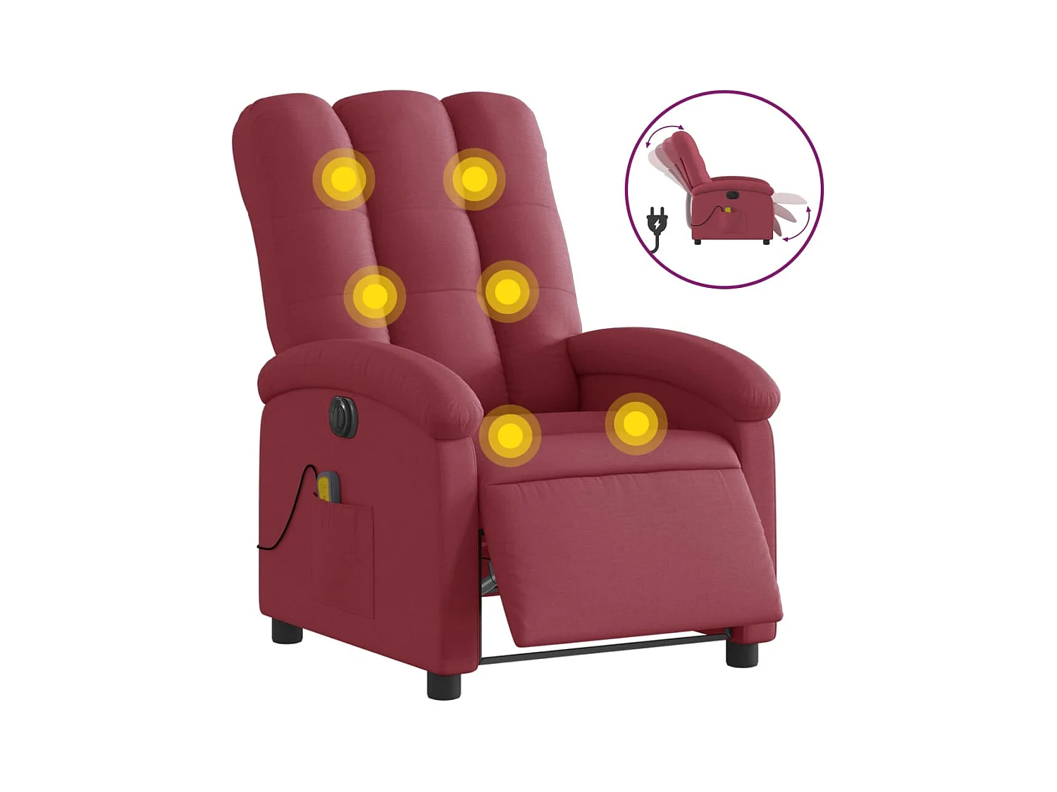 Poltrona reclinável de massagens elétrica tecido vermelho tinto SHL268705