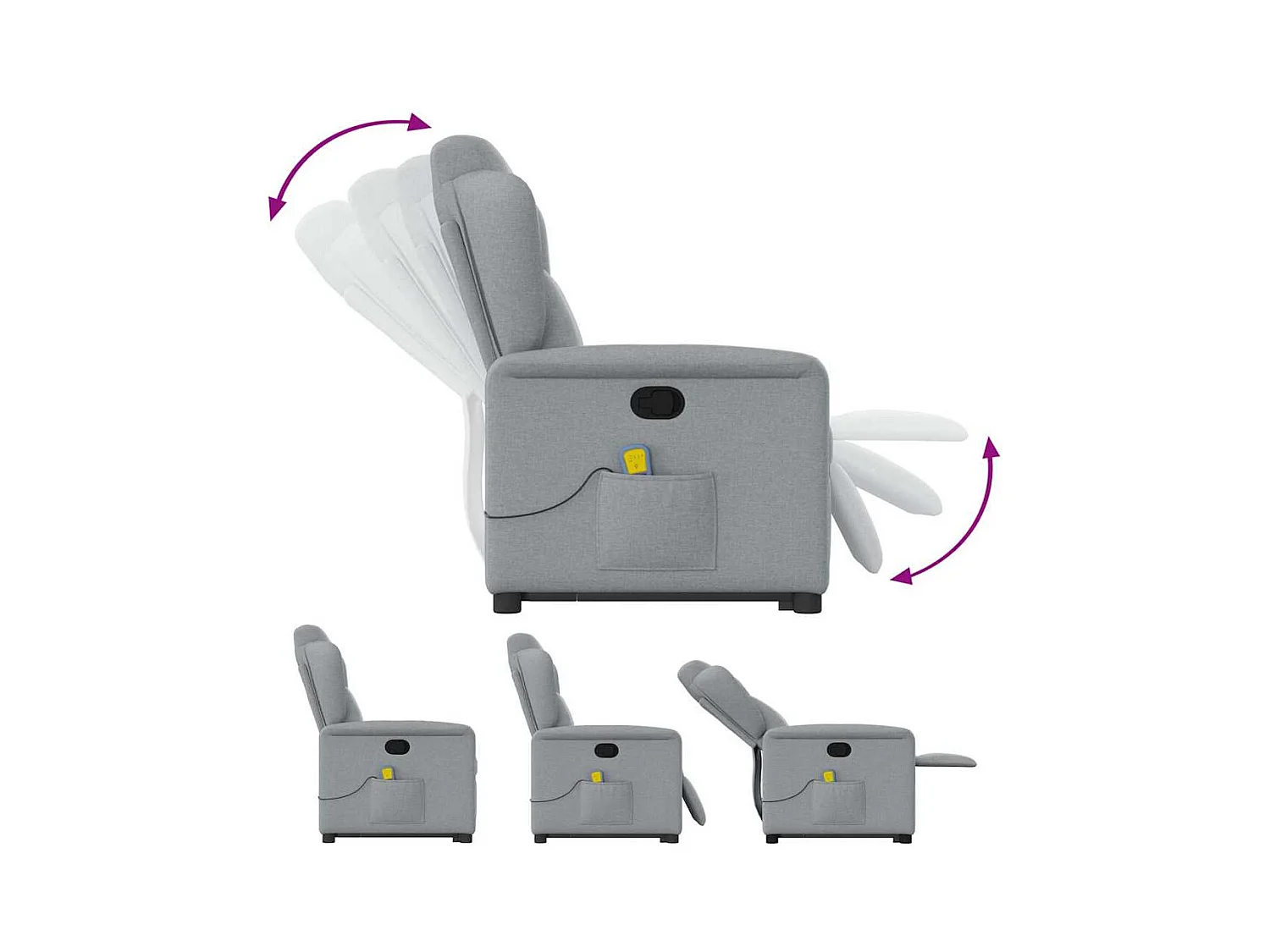 Poltrona reclinável massagens | Poltrona Confortável tecido cinzento-claro SHL386268