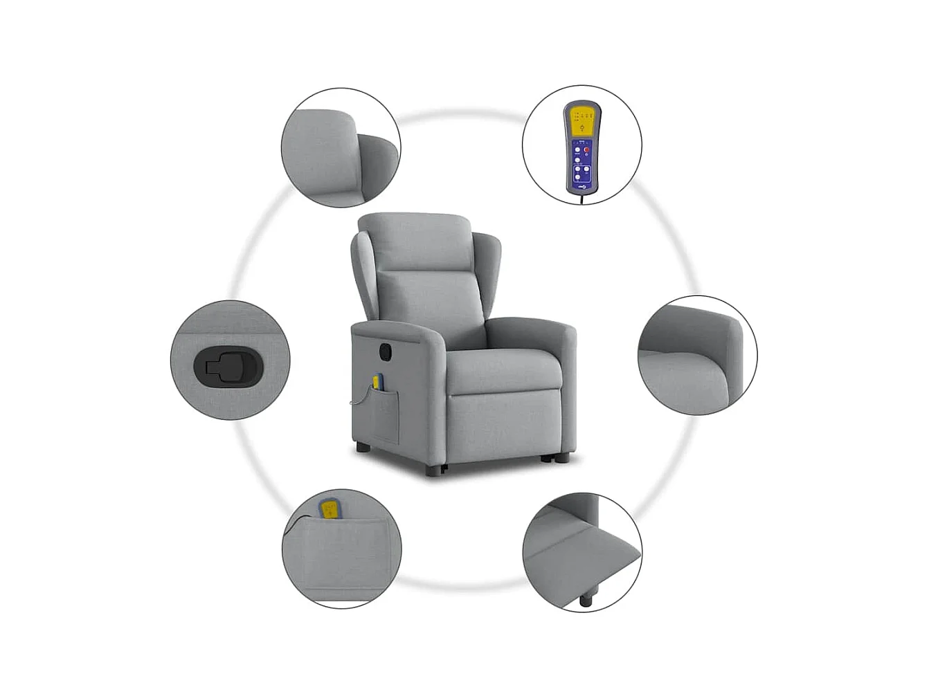 Poltrona reclinável massagens | Poltrona Confortável tecido cinzento-claro SHL386268