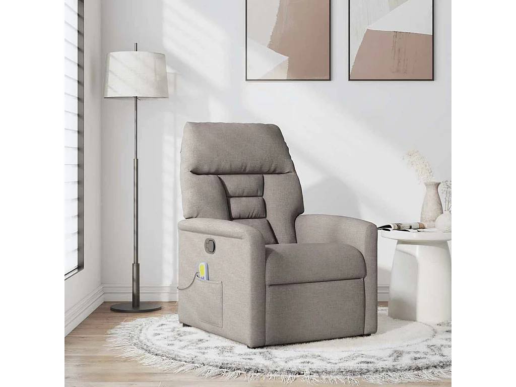 Fauteuil inclinable-Chaise de relax-Fauteuil de Massage Taupe Tissu SHL5139