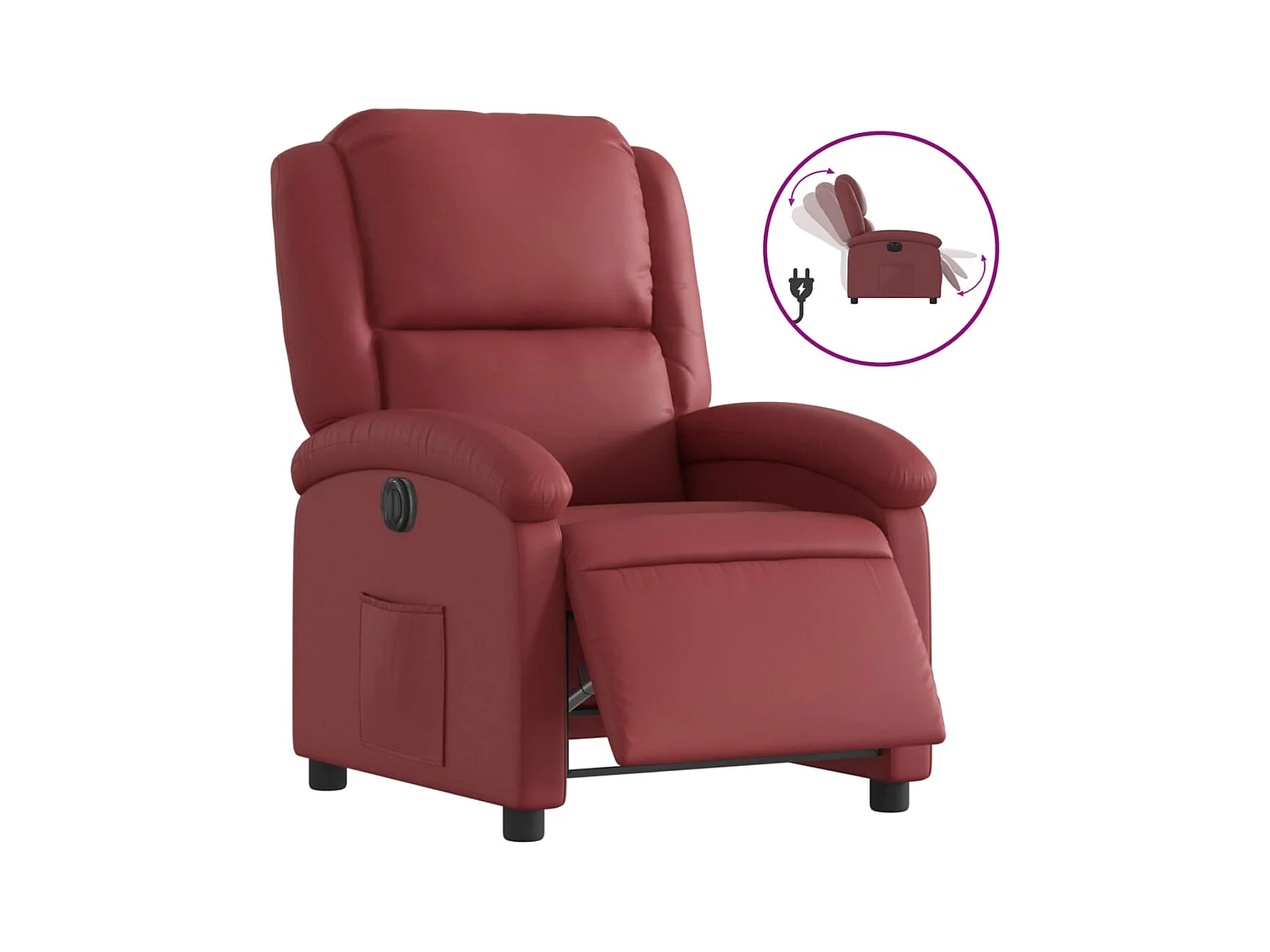 Sillón de relax | Silla | Sillón reclinable eléctrico de cuero sintético rojo tinto SHL4909