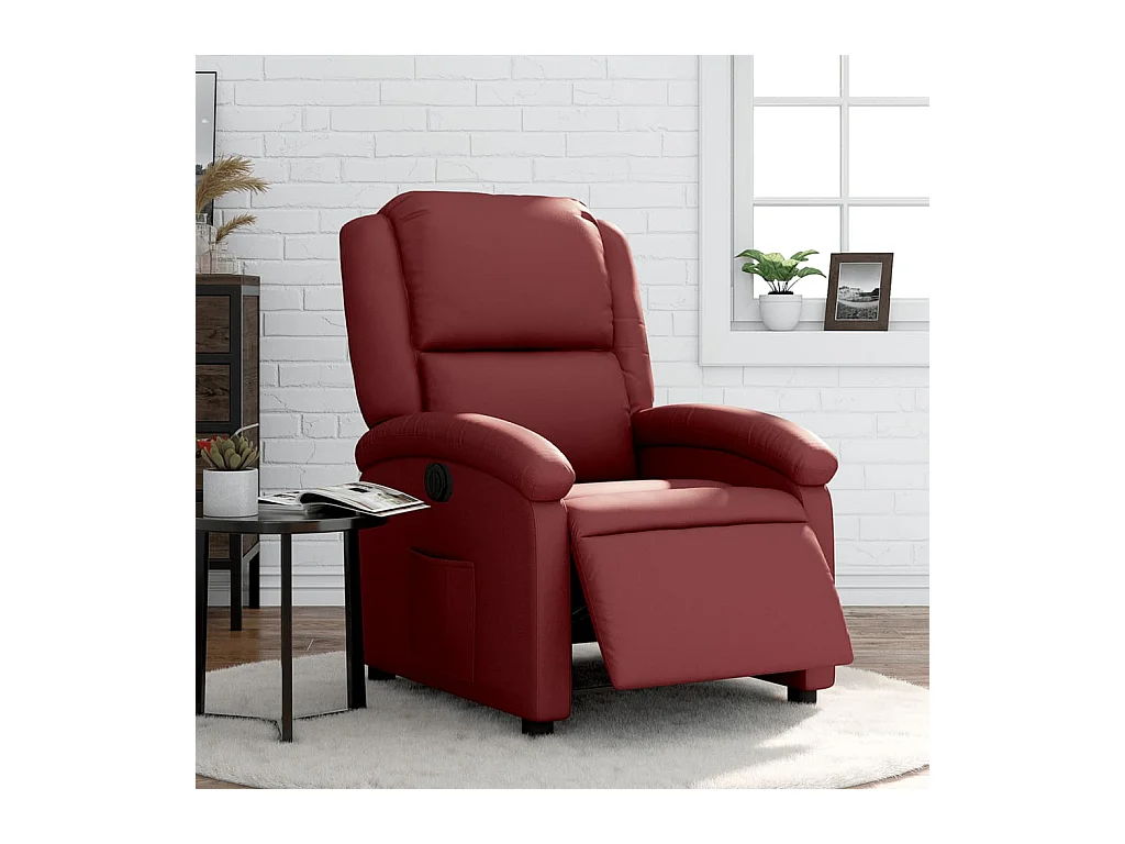 Sillón de relax | Silla | Sillón reclinable eléctrico de cuero sintético rojo tinto SHL4909