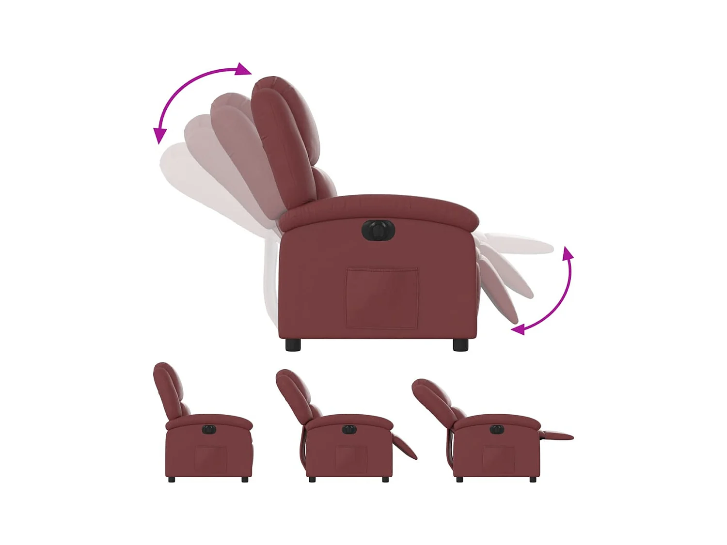 Sillón de relax | Silla | Sillón reclinable eléctrico de cuero sintético rojo tinto SHL4909