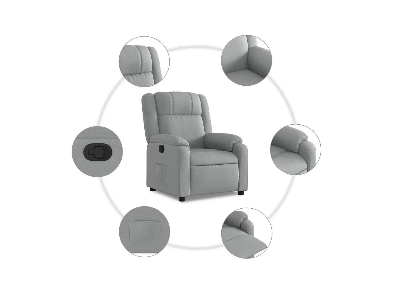 Fauteuil inclinable-Chaise de relax-Fauteuil TV gris clair tissu SHL5470