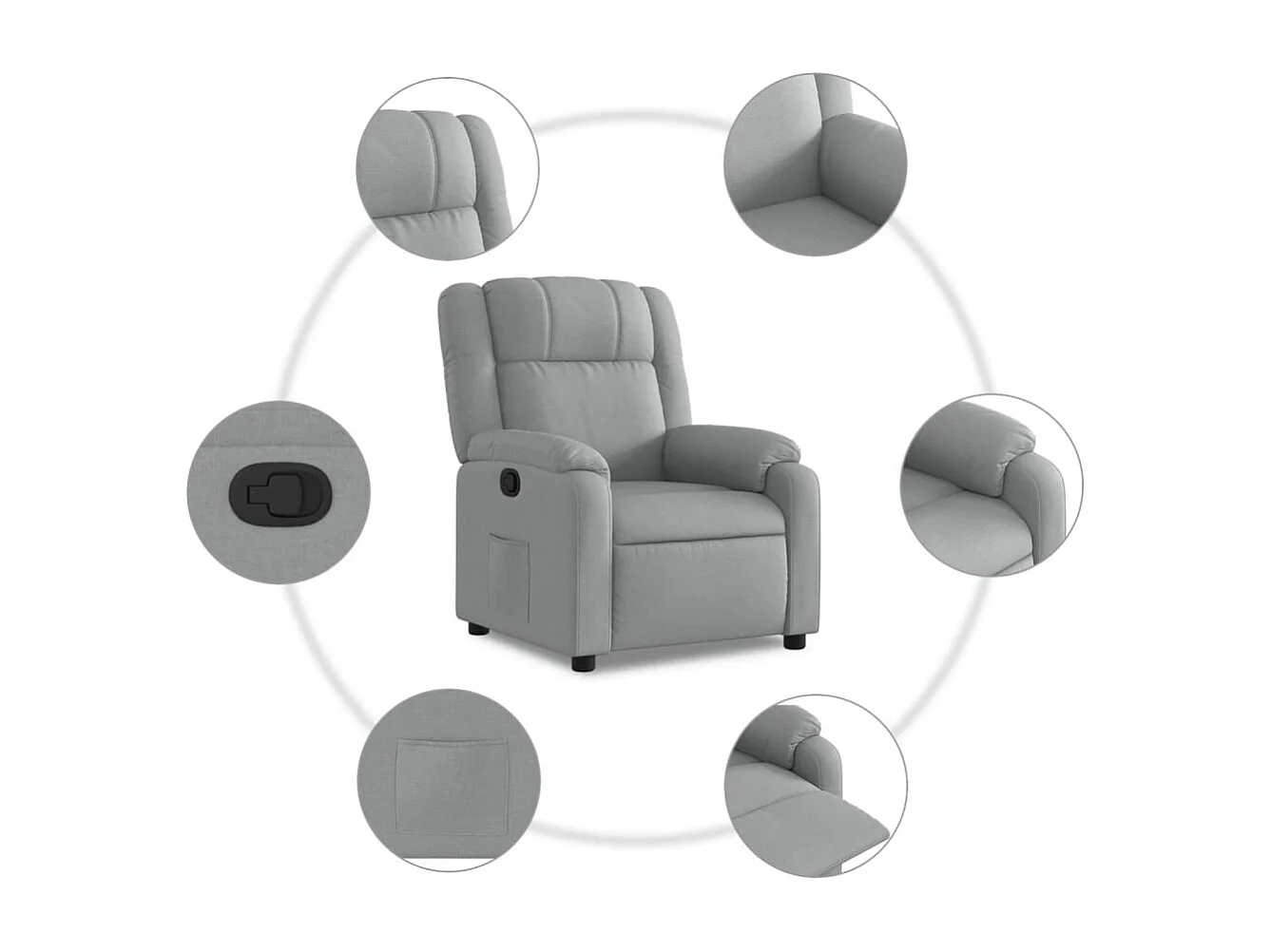 Fauteuil inclinable-Chaise de relax-Fauteuil TV gris clair tissu SHL5470