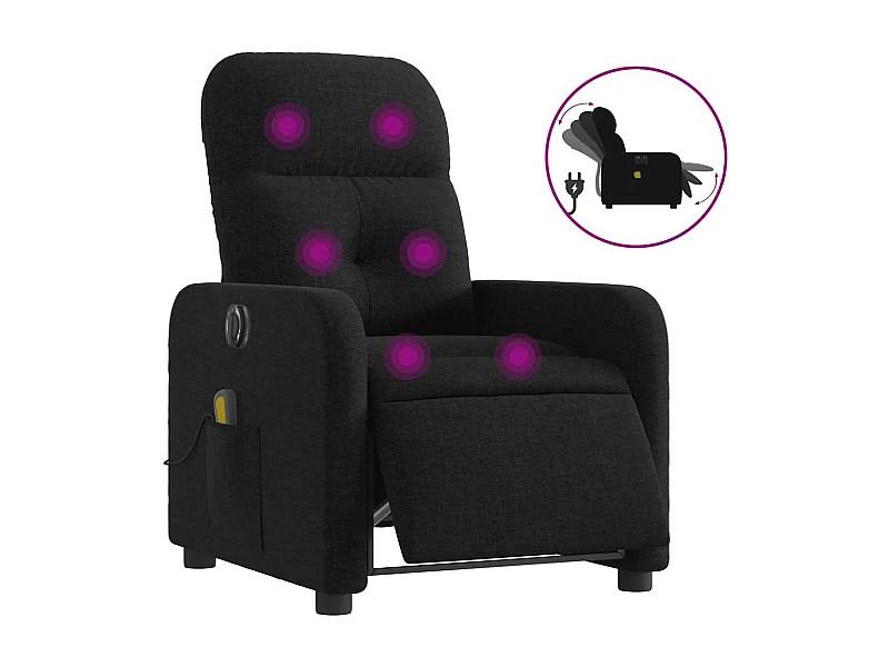 Sillón de relax | Sillón reclinable de masaje eléctrico tela negro SHL3061