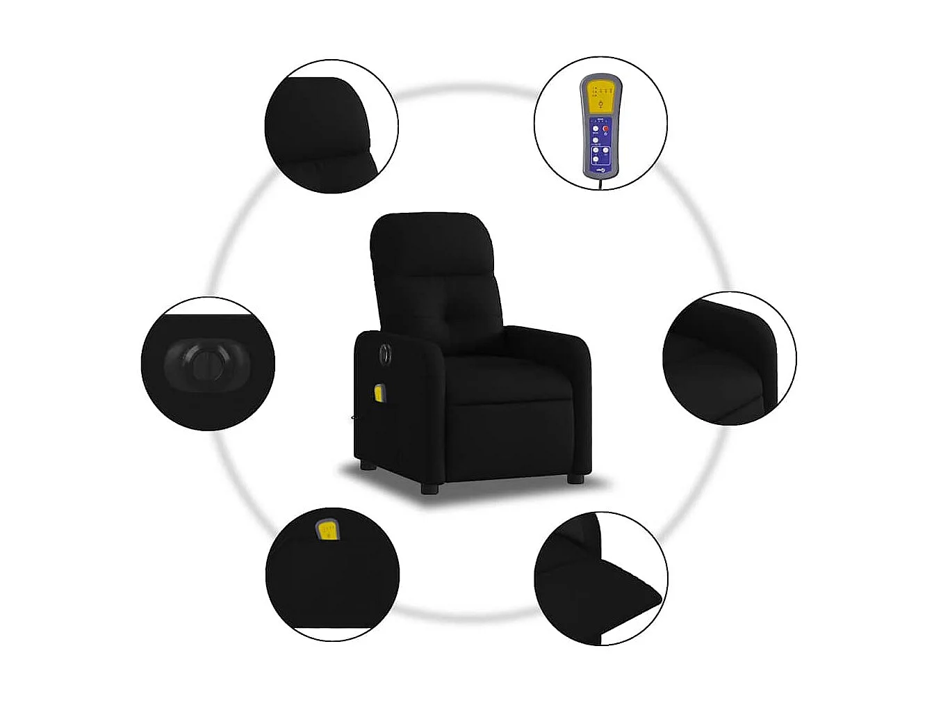Sillón de relax | Sillón reclinable de masaje eléctrico tela negro SHL3061
