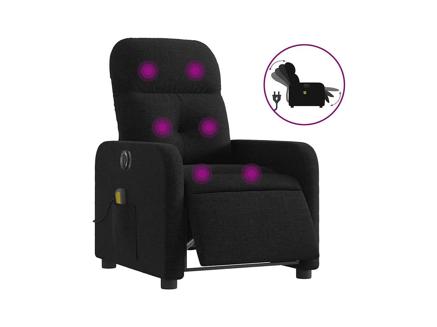 Fauteuil inclinable électrique-Fauteuil de massage de Salon Noir Tissu SHL1401
