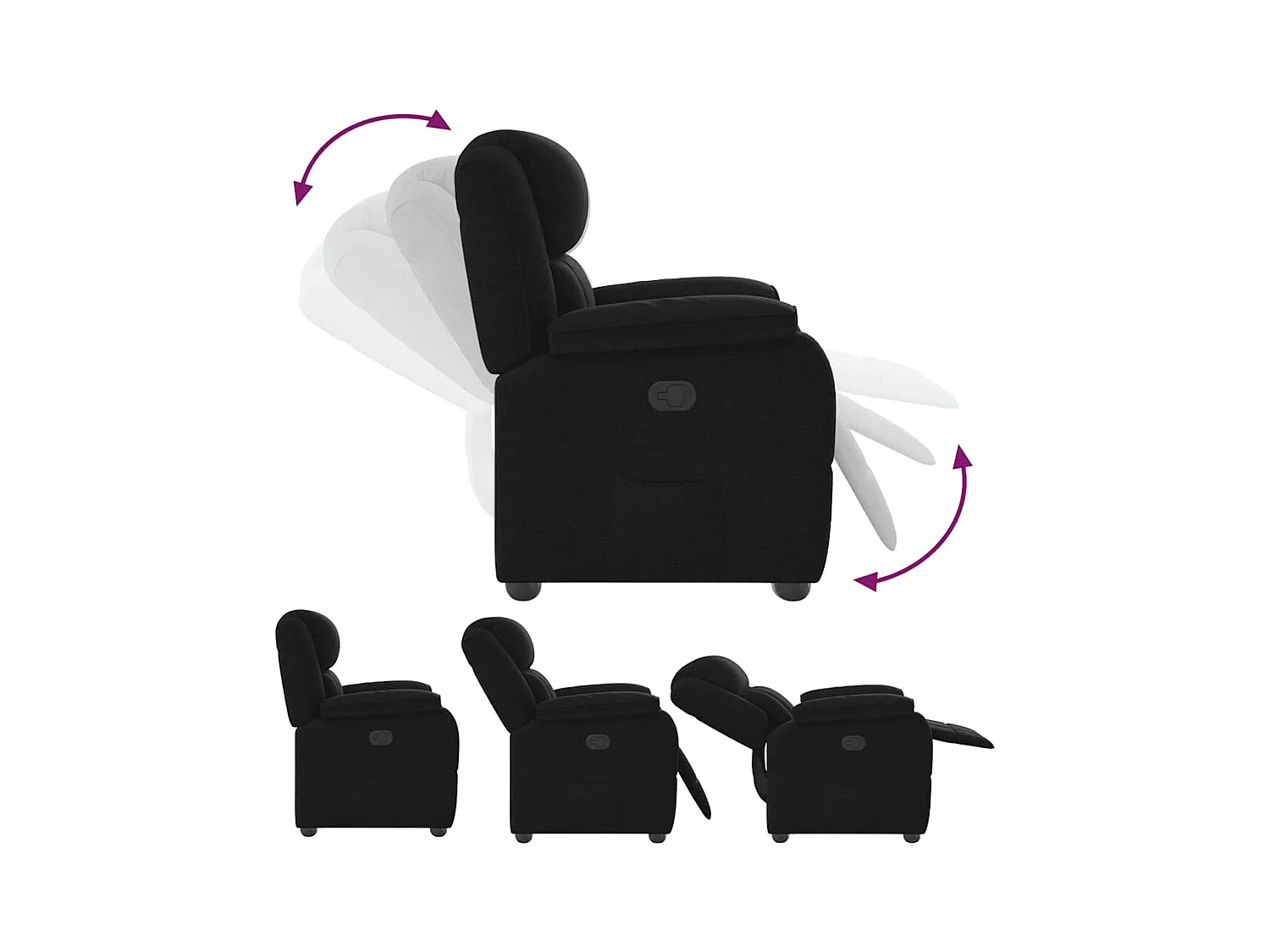 Sillón de relax | Silla | Sillón reclinable de tela negro SHL8680