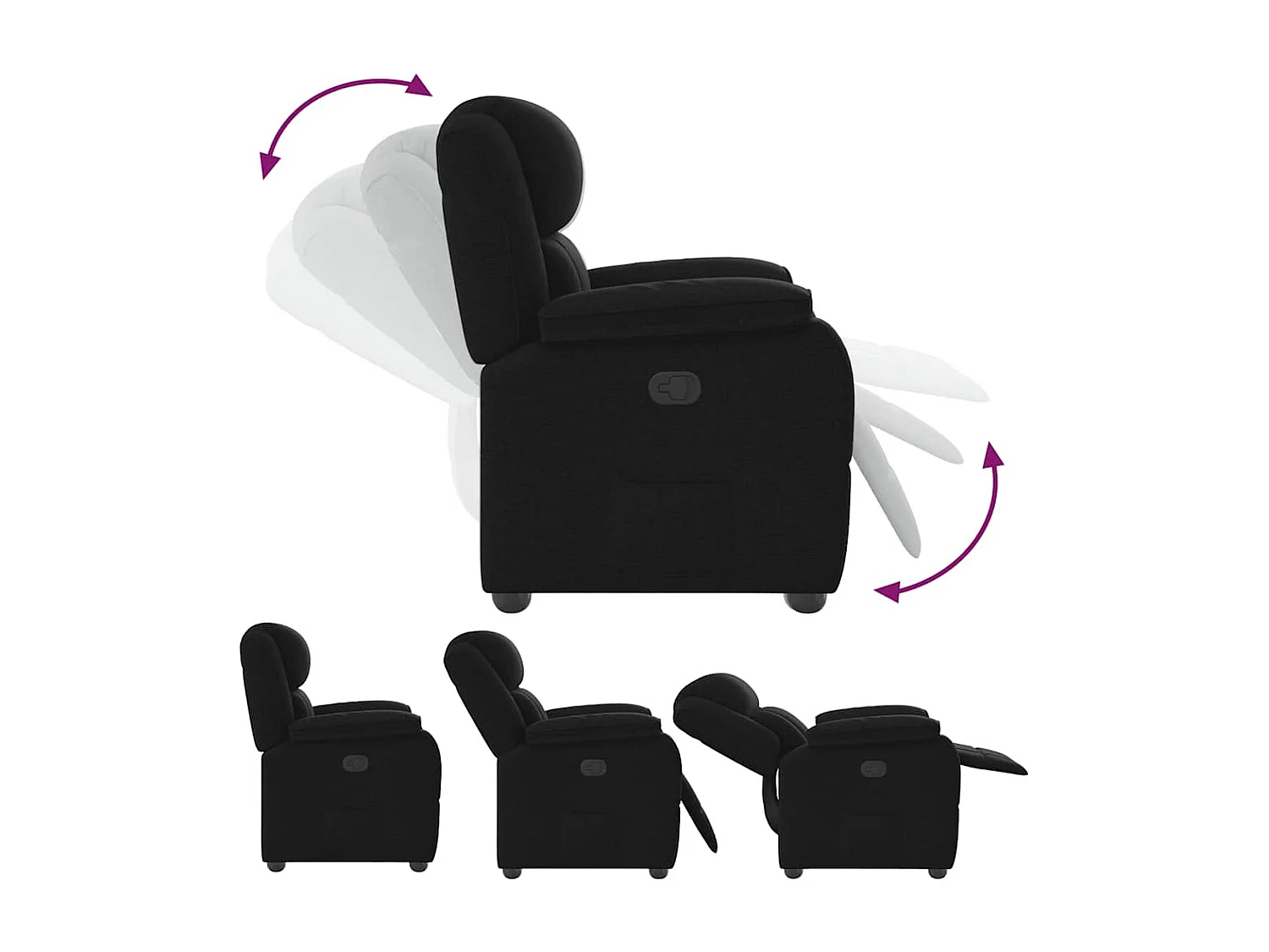 Relaxsessel | Lounge Sessel für Wohnzimmer Schwarz Stoff SHL49606