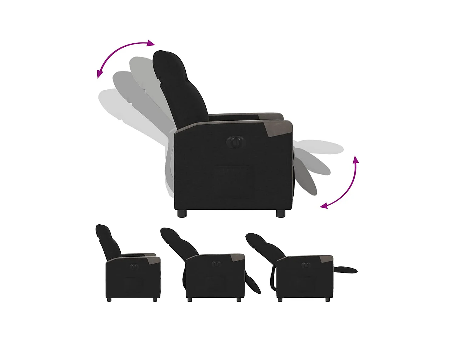 Sillón de relax | Silla | Sillón reclinable eléctrico de tela negro SHL8154