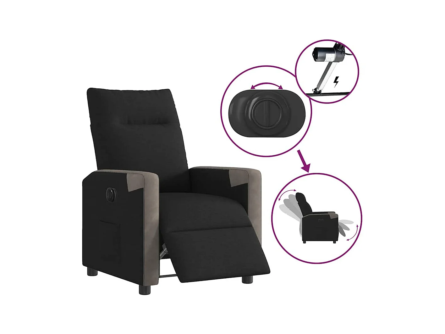Sillón de relax | Silla | Sillón reclinable eléctrico de tela negro SHL8154
